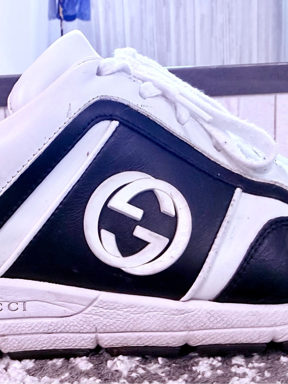 White and Black Logo Sneakers - Picture 3 of 6
